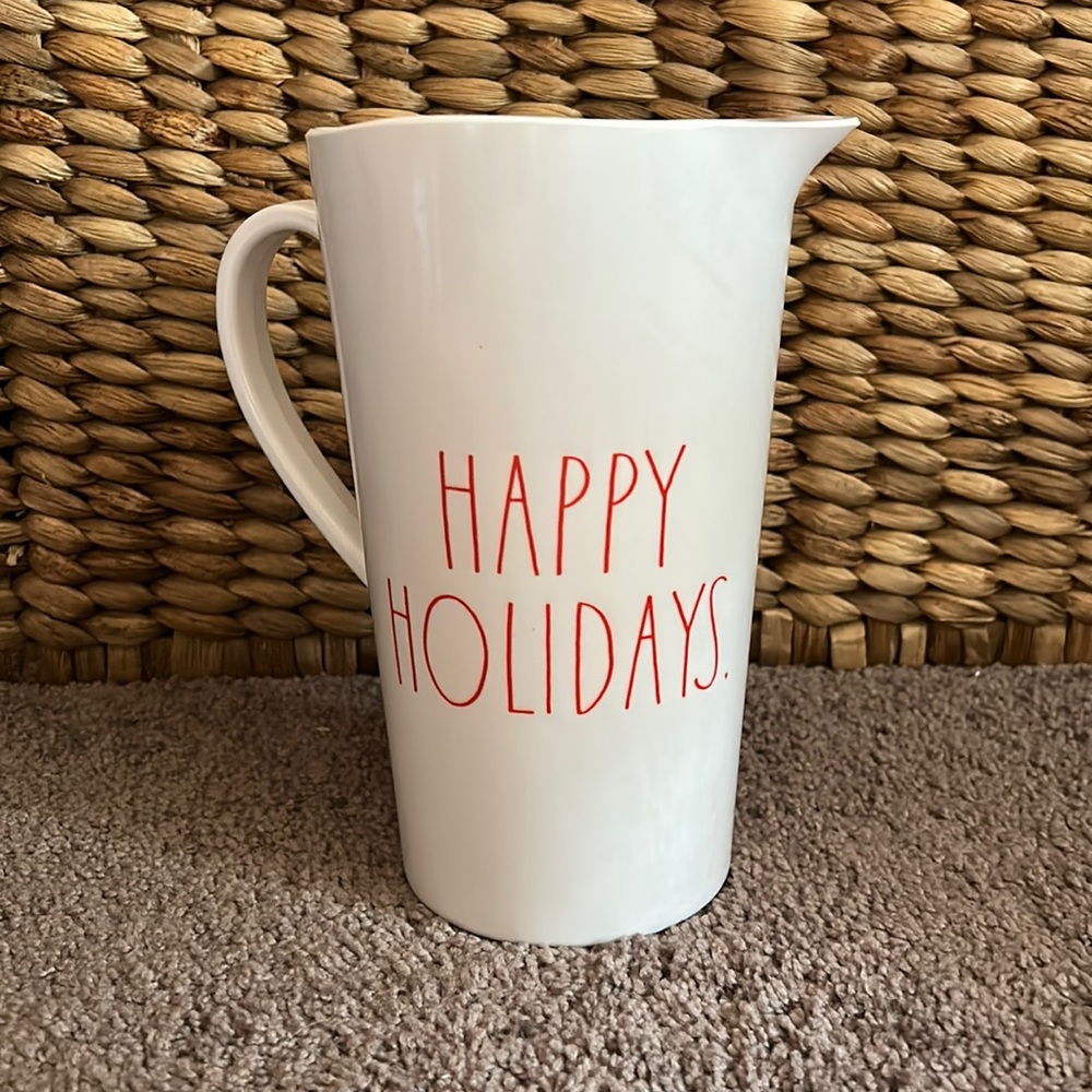 Rae Dunn Happy Holidays Organic Melamine Pitcher
